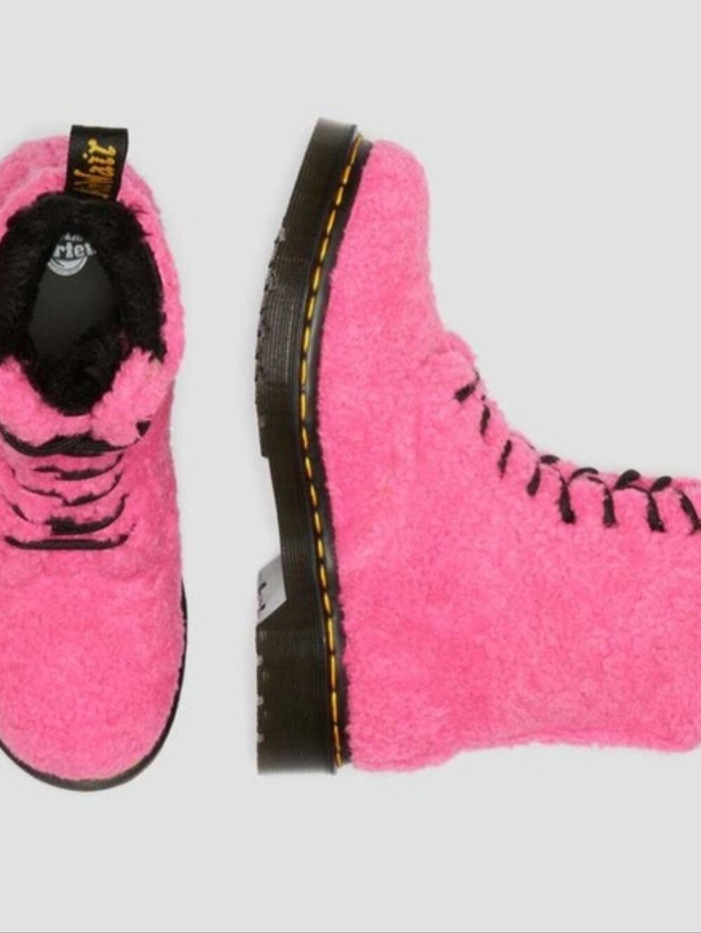 NWOB Dr. Martens 1469 Lux Borg  Faux-Shearling Boots In Clash Pink.  Size 8 - Picture 5 of 5